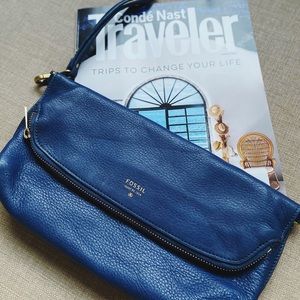 Fossil Leather Clutch in Blue